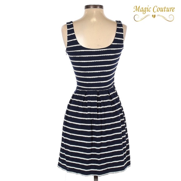 AQUA Bloomingdales Blue Dress with White Scallop Lace Stripes💙🤍💙 - Picture 2 of 8